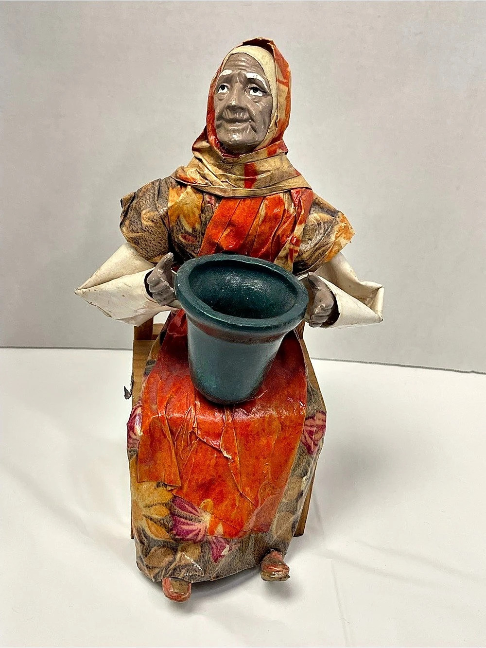 Handmade Mexican Folk Art Seated Figurine Decor